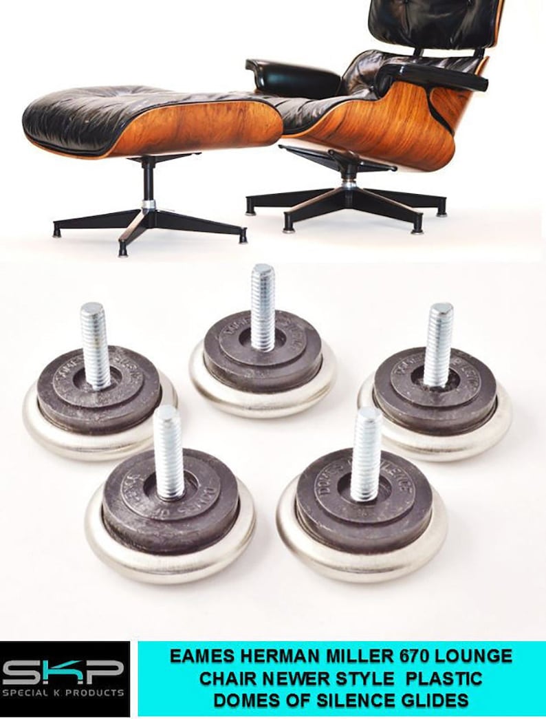 Eames Herman Miller 670 Lounge Chair Glides, Silence Domes - Set of 5