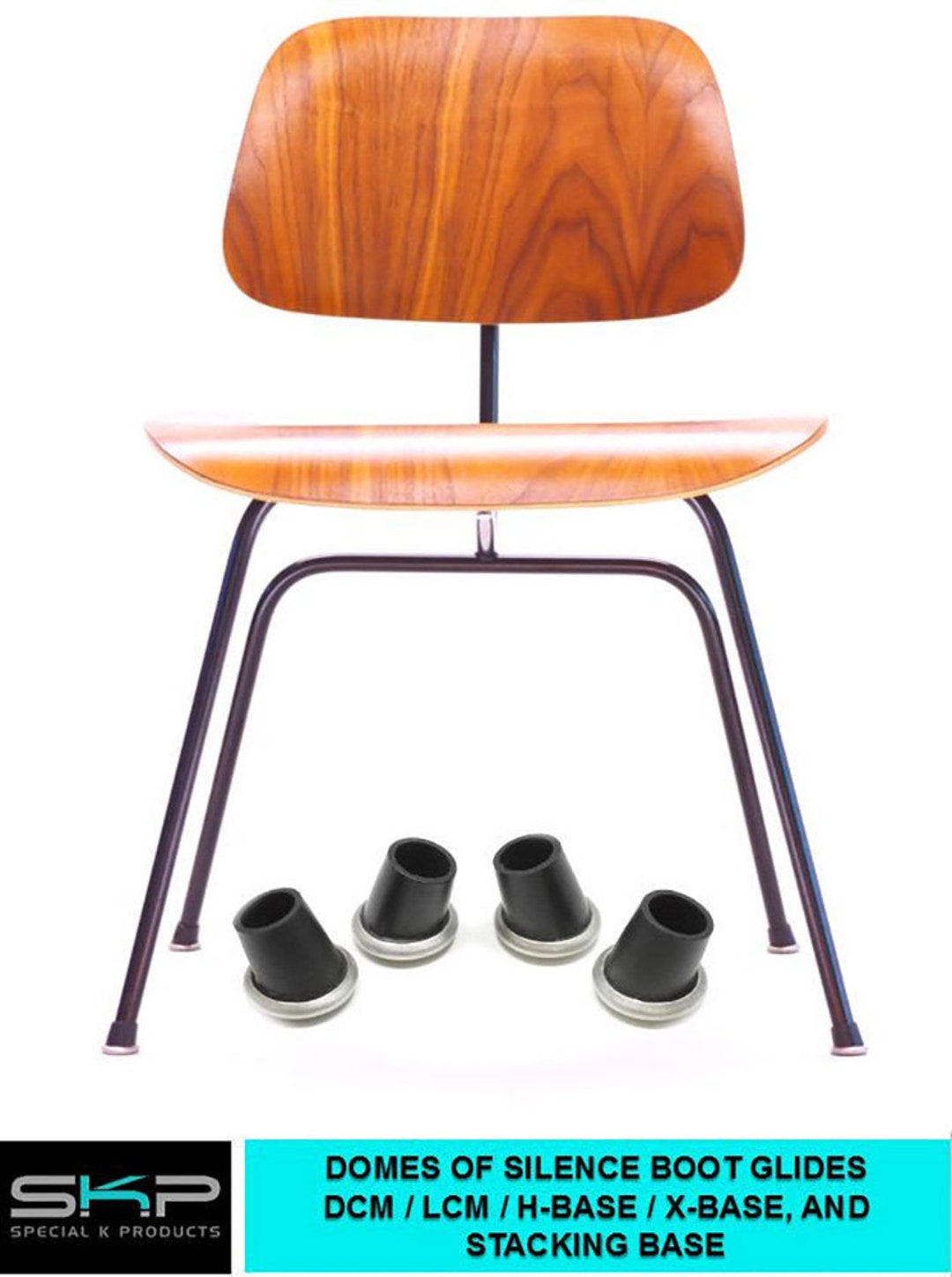 For Eames Herman Miller Hbase, DCM / LCM Angled Rubber Boot Glides Feet Replacement SKP Spare