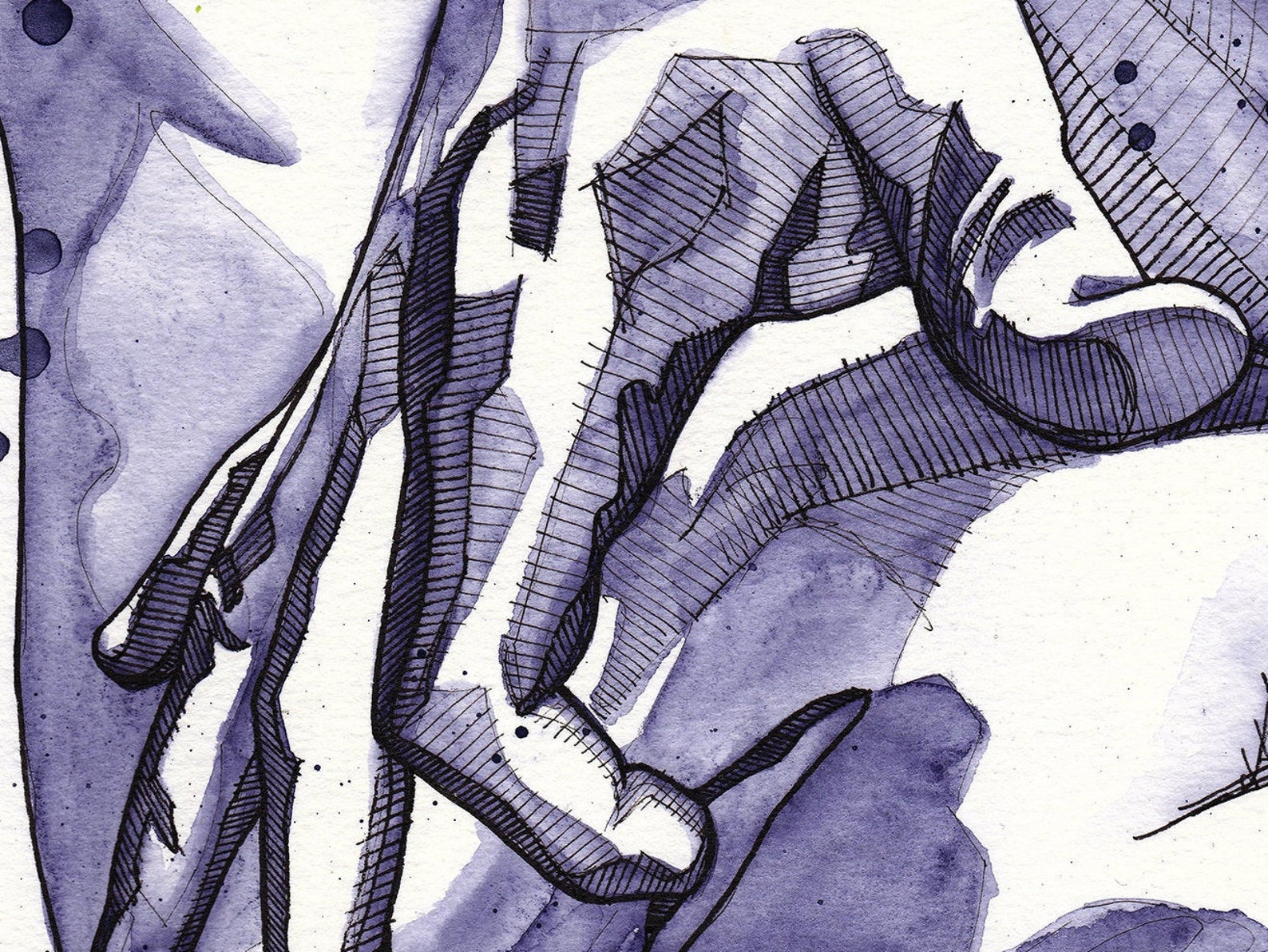 Original 8x10 Watercolor and Ink Drawing of a Woman Fingering Etsy