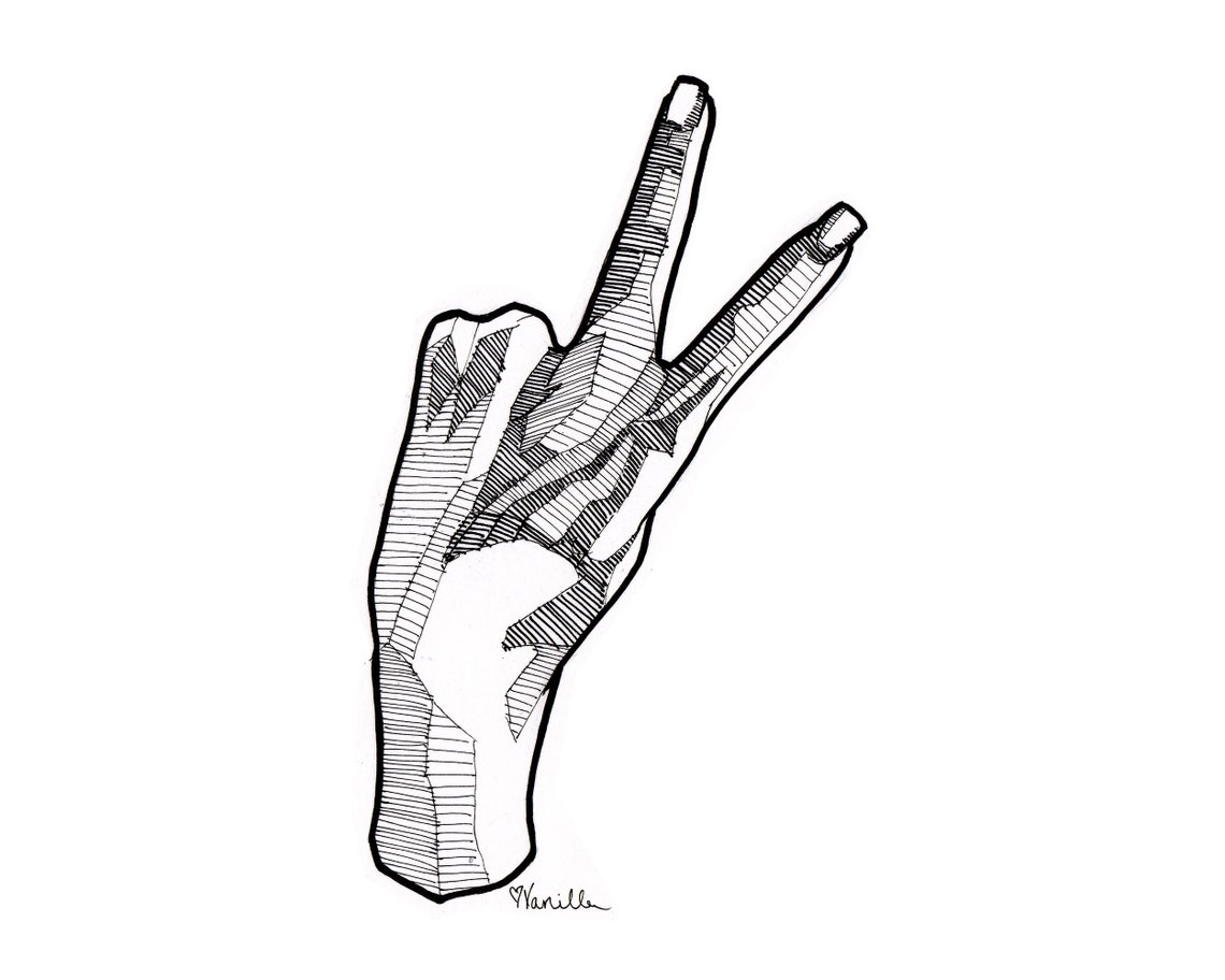 Original 5x7 Pen and Ink Drawing of a Hand in a Rude Gesture Etsy Polska