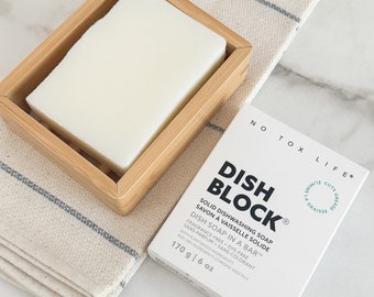 DISH BLOCK® solid dish soap + Moso Bamboo Shelf