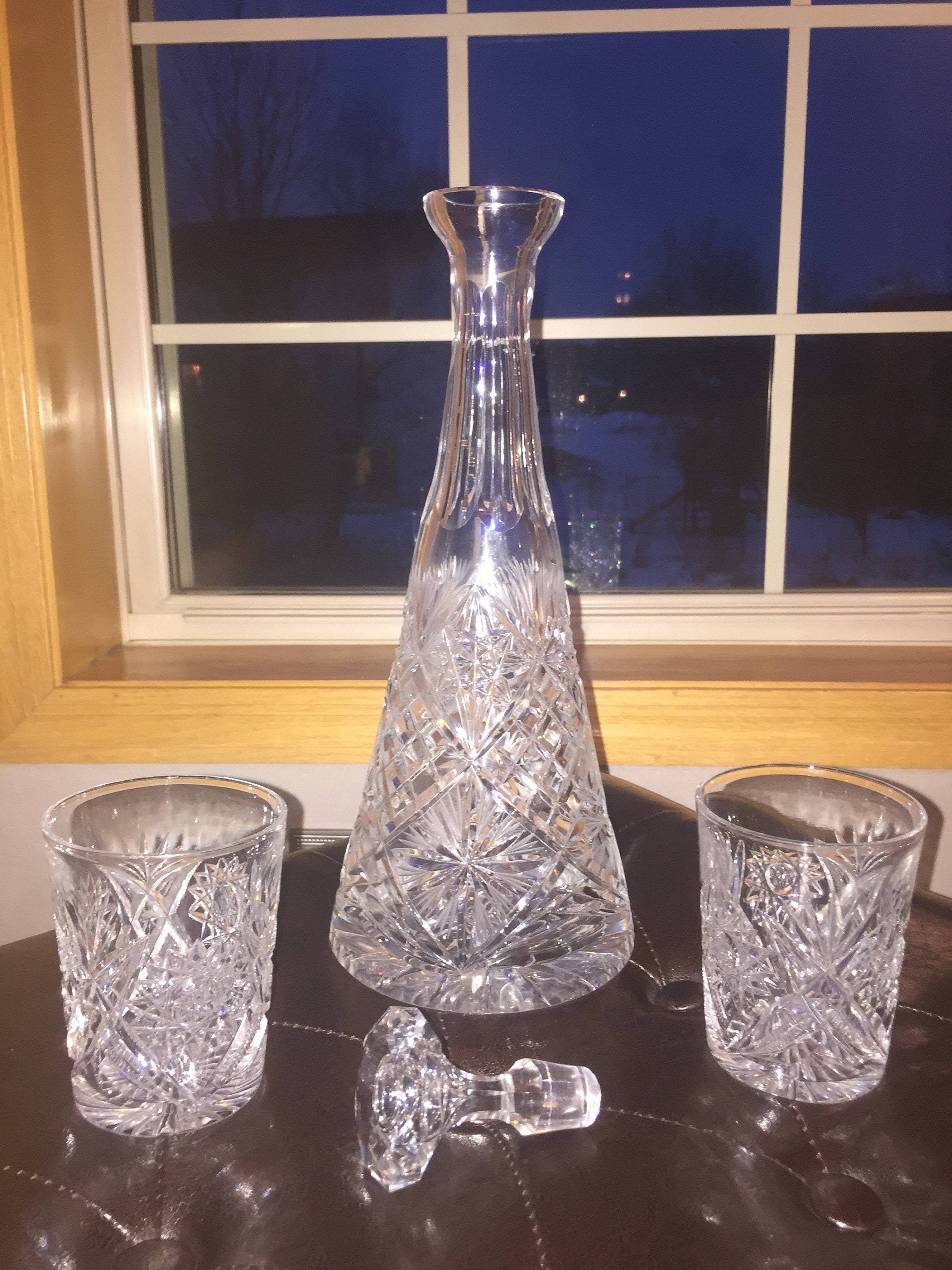 Vintage lead crystal wine decanter set Etsy