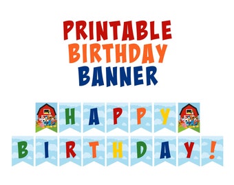 Banner di compleanno di Mick Mouse / festa di compleanno, invito, dis, fattoria, fattoria, club, casa, segni, stampabile, scaricabile