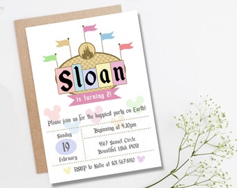 Classic Princess Compleanno / Festa, invitare, mondo disney land, mouse, invito, vintage, rosa, crema, oro, carino, stampabile, fai da te