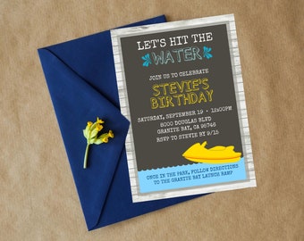 Hit the Water | Jet ski, boating, boat, lake, ocean, water, birthday, boy, girl, waves, printable, invitation, invite