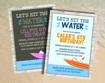 Hit the Water | Boating, boat, lake, ocean, water, birthday, waves, printable, invitation, invite, boy, girl, unisex