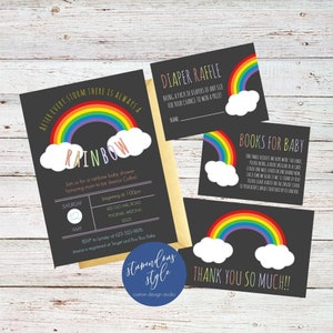 After Every Storm There Is Always A Rainbow | baby shower, invitation, cloud, printable, digital, customizable, DIY, classic, twins boy grl