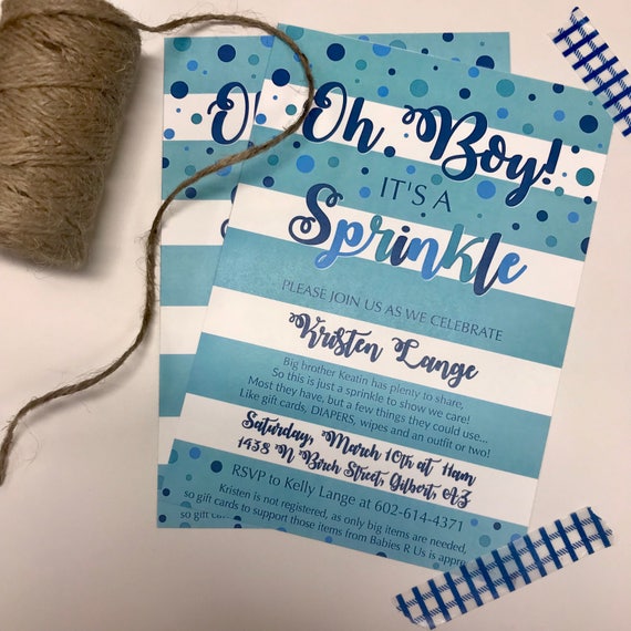 oh boy! it's a sprinkle  baby sprinkle, baby shower, boy, invite, digital,  printable