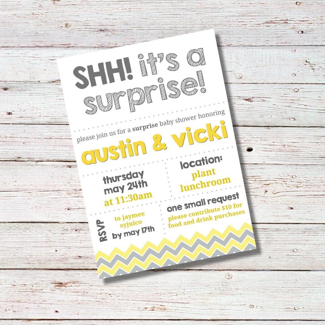 SHH It's a surprise Baby shower invite announcement Etsy