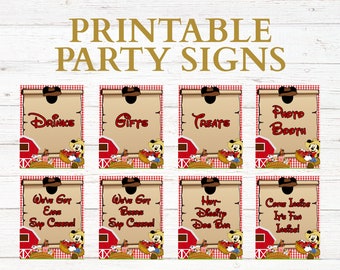 Segni di festa stampabili della fattoria di Topolino / compleanno, baby shower, addio al nubilato, club house, casa colonica, oh due-dles, stampabile, download