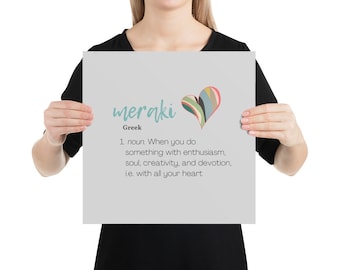 Meraki Definition Print: Greek Word Art, Heart Design