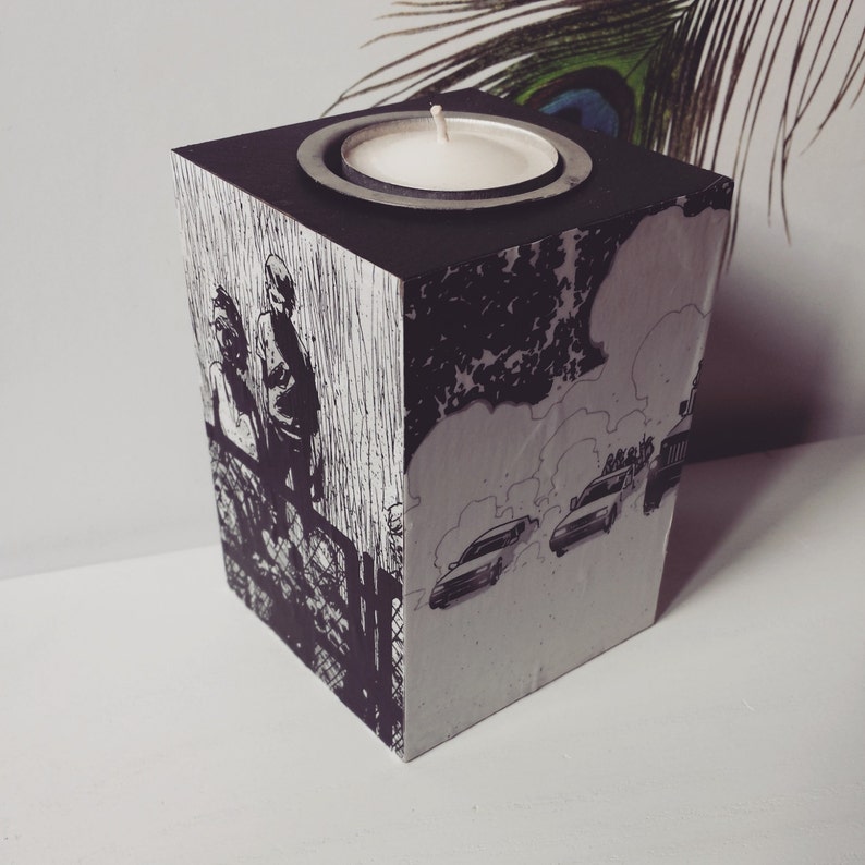Comic Decoupage Candle Holder Comic Decoupage Tea Light Etsy