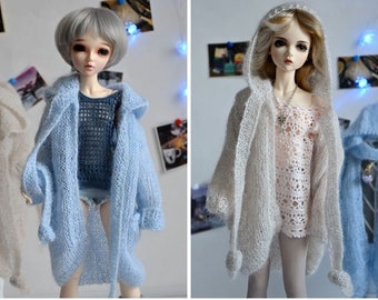 Knitted cardigan with hood for  Minifee, msd, BJD 1/4 doll. (For people 14+)