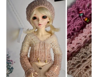 Crochet sweater for minifee, slim MSD 1/4 bjd doll.
