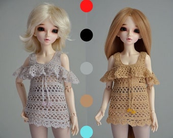 Crocheted tunic for minifee, slim msd 1/4 BJD doll. (For people 14+)