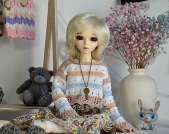 Knitted sweater and leg warmers for minifee, slim msd, 1/4 BJD doll. (For people 14+)