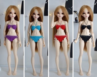 Crochet  bikini for minifee, slim msd, 1/4 bjd doll.(For people 14+)