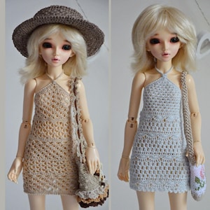 Crochet dress for minifee, slim msd 1/4 BJD doll. (For people 14+)