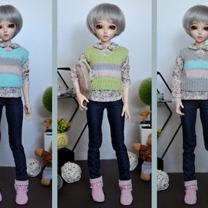 Knitted vest for minifee, slim msd (1/4 bjd doll). (For people 14+)