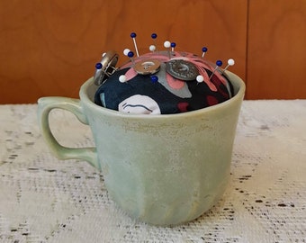 Large Turquioise Teacup Pincushion