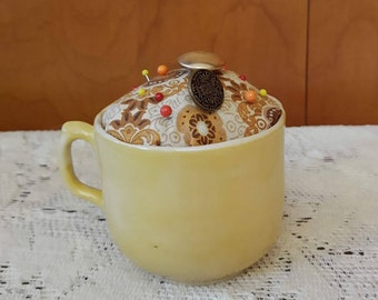 Large Yellow Teacup Pincushion