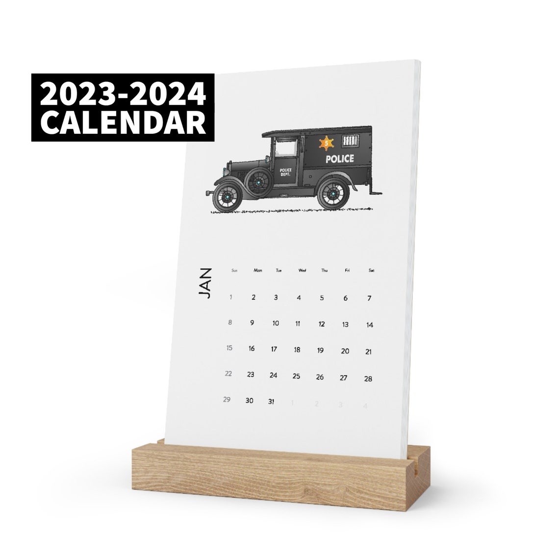 Police Car Calendar 2023. Monthly Kids Desk Calendar 2023. Etsy New