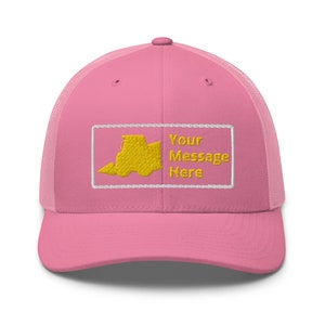 Skid Steer Loader Cap. Digger Hat for Construction Drivers and Operators. Custom Yellow Landscaping Machine. Excavator Demolition C030 Pink