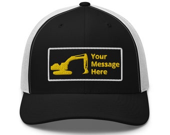 Excavator Trucker Cap. Custom Hat for Construction Driver Operator. Heavy Equipment Digger Dad Gift. Trackhoe Dozer Baseball Present C031