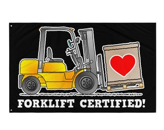 Certified Forklift Operator Flag, Celebrate Newly Qualified Driver For Your Office, Warehouse or Construction Site. Approx. 56" x 34".
