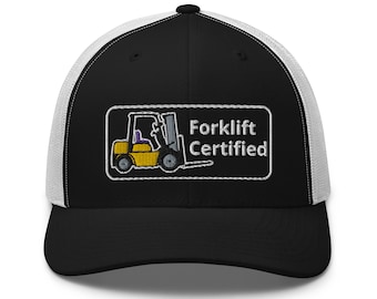 Yellow Forklift Truck Cap, Forklift Certified Text. Mesh Back in 13 Colors. Truckers Cap For Qualified Driver. Forklift Operator Hat C035