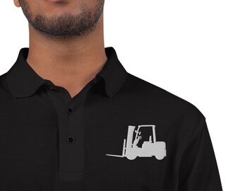 Mens Forklift Truck Polo Shirt, Premium Embroidered Forklift Operator Shirts, Construction Truck Theme, Driver Builder Gifts [PL001]