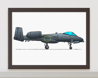 Thunderbolt Plane Poster. USAF Military Aircraft Print, Warthog Fighter Air Force Wall Art, Aviation Boys Room Decor, Kids Bedroom Art R079