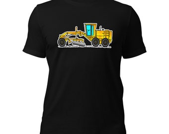 Motor Grader T-Shirt: Yellow Construction Vehicle, Comfy Cotton Tee