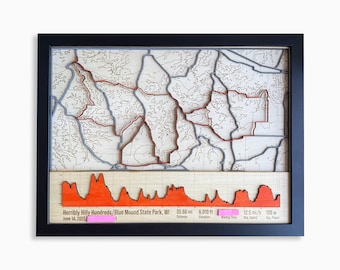 Horribly Hilly Hundreds Wooden Route Map – Handcrafted Cycling Wall Art – HHH Finisher Gift