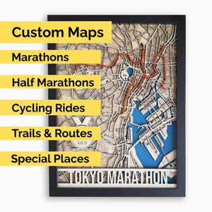 Personalized Strava Route Map Gift – 3D Layered Wood Art for Cycling, Marathon & Trails