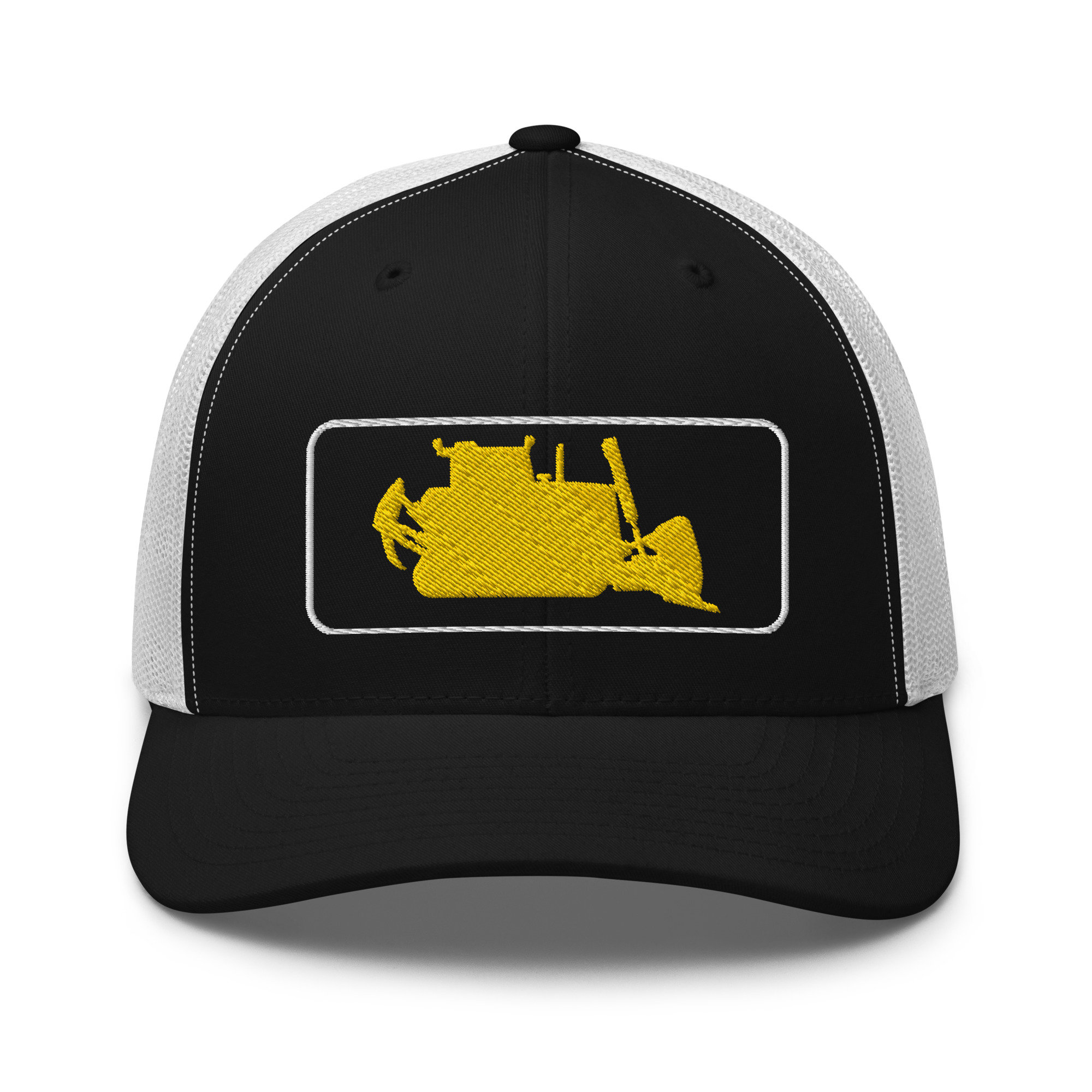 Bulldozer Cap. Trucker Cap With Embroidered Yellow Bulldozer for