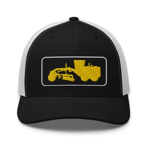 Embroidered Road Grader Trucker Cap: Heavy Equipment Operator Gift