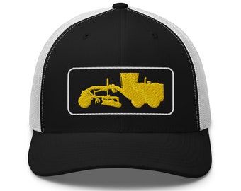 Embroidered Road Grader Trucker Cap: Heavy Equipment Operator Gift