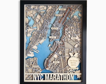 New York City Route Map – Personalised Wooden NYC Running Gift