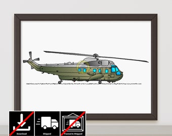 Marine One Helicopter Poster. Presidential Aircraft Art Print. Aviation Decor for Home or Office. Wall Art, Military Enthusiast Gift R111