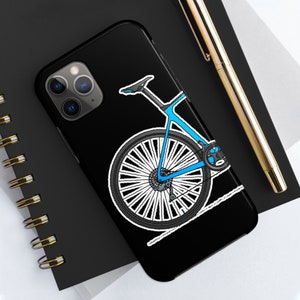 Blue Bicycle Tough iPhone Case for Cycling. Free Bike Wallpaper. Impact Resistant. For Road Cyclists, Gravel Riders. 7,8,X,11,12,13,14. i001 image 4