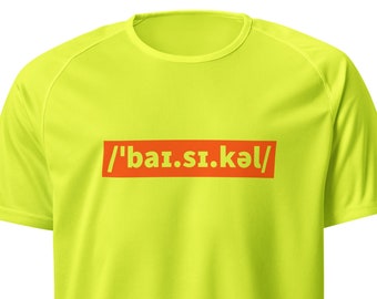 Bicycle Shirt, Cycling Sports Jersey. Phonetic Spelling, Neon Colors, 100% Breathable Polyester (Mesh), Bicycling Circlejerk Humor, K01