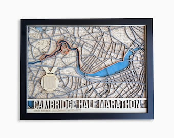 Cambridge Half Marathon Route Map – Wooden Wall Art Gift for Runners
