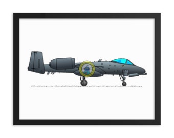 Warthog Framed Poster Print. Iconic Air Force Fighter Jet for Aviation Enthusiasts. Museum-Quality Matte Paper. Military Decor. D079