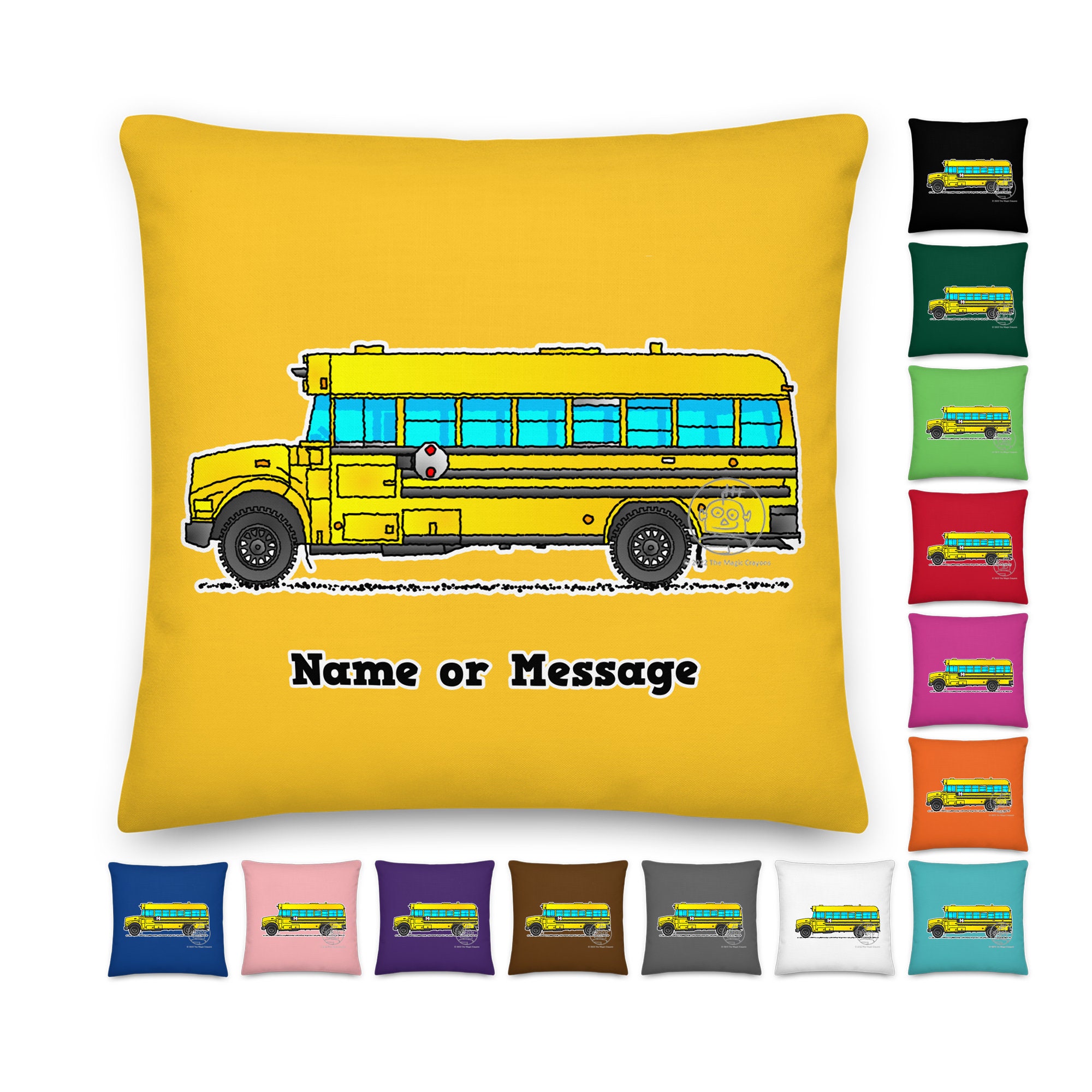 17 X 10 Travel Pillow, Yellow School Bus Pillow, Lumbar Pillow, Kids Car  Pillow, Kids Room Decor, Kids Car Pillow, Toddler Pillow 