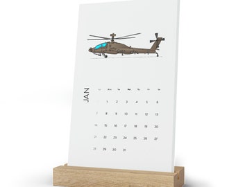 Military Aircraft Desk Calendar 2024. Airplane Calendar, Army Fighter Aviation Planner. Fighter Jets, Transport Planes, Helicopters US-CA-05