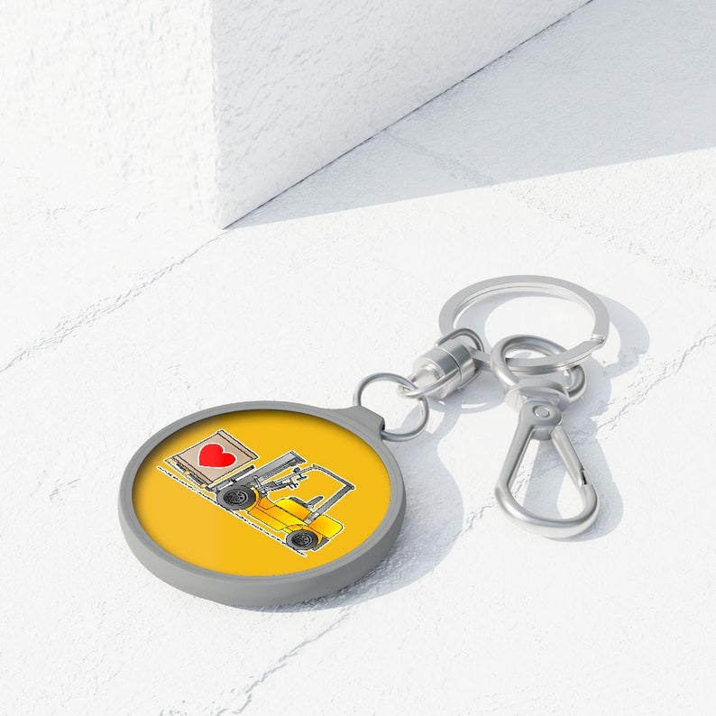 Forklift Keychain. Yellow Fork Truck Keychain with 'I Love Forklifts Message. Certified Driver, Lift Truck Gifts, Fob Key Chains K013 image 3