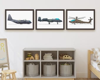 Set of 3 Military Aircraft Posters. Choose Any 3 Helicopter, Fighter Jet, or Aircraft Prints. Aviation Wall Art Collection. Bedroom, Office