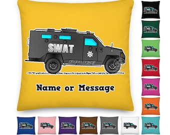 Police SWAT Truck Pillow. Officer Chair Cushion. Custom Law Enforcement Theme. Decor Accent Cop Car Gifts. Tactical Operations Unit P010
