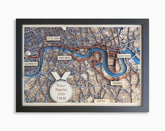 Personalised Marathon Route Map – London City Wooden Wall Art